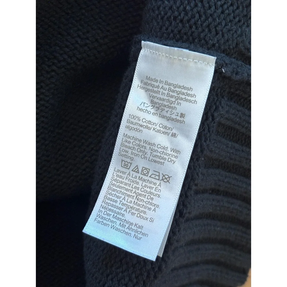 J.Crew Womens Mock Neck Cotton Knit Sweater Black Ribbed Trim Size S Long Sleeve - Picture 5 of 6